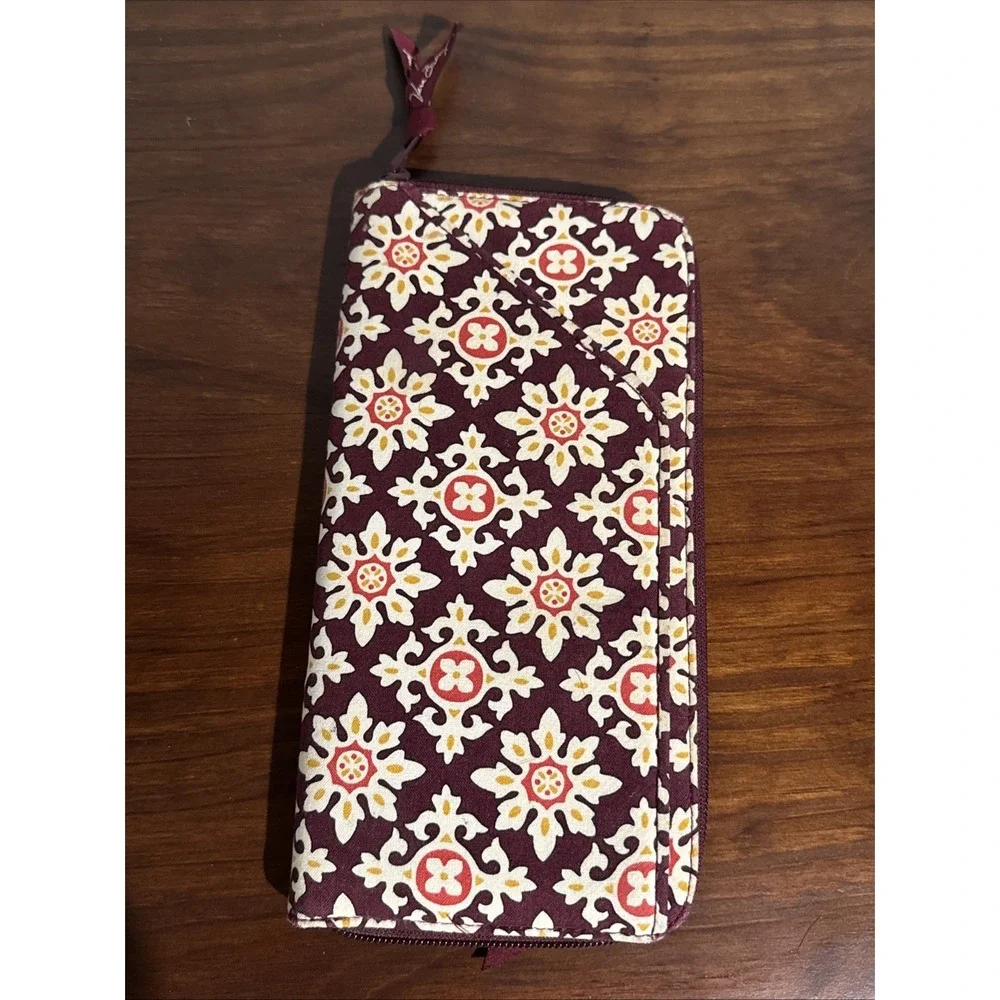 Vera Bradley Women's Medallion Floral Print Zip Around Travel Organizer Wallet
